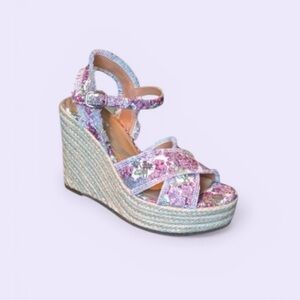 New Lisa Vicky Floral Wedge Espedrille Sandals Summer Vacation Twee